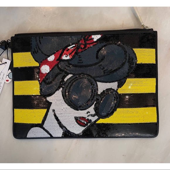 Alice+Olivia Stace Face Large Zip Pouch w/ Multicolor Wristlet NWT Pristine - Picture 2 of 13